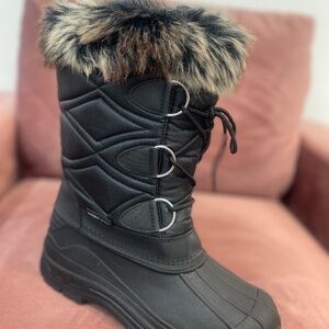 Elegant Black Winter Boots with Faux Fur